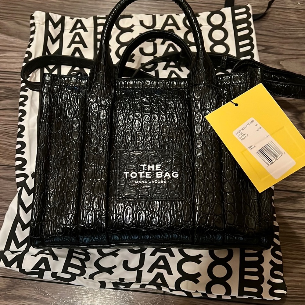 Marc Jacobs the Tote Bag Croc-Embossed Leather Black Small